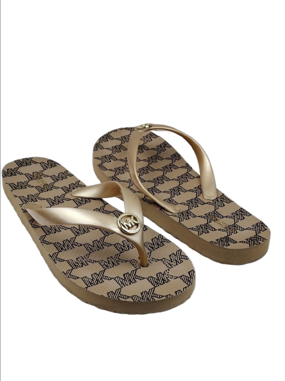 MICHAEL Michael Kors Brown Gold PVC Upper Thong Slip On Flip Flop Shoe - Picture 1 of 15